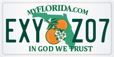 FL license plate EXYZ07