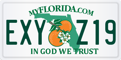 FL license plate EXYZ19
