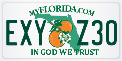 FL license plate EXYZ30