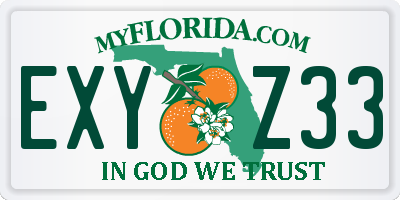FL license plate EXYZ33