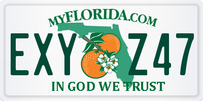 FL license plate EXYZ47