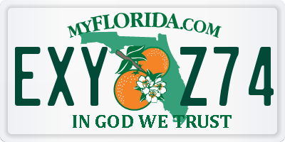 FL license plate EXYZ74