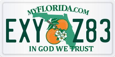 FL license plate EXYZ83