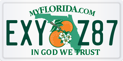FL license plate EXYZ87