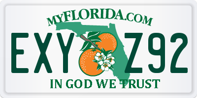 FL license plate EXYZ92