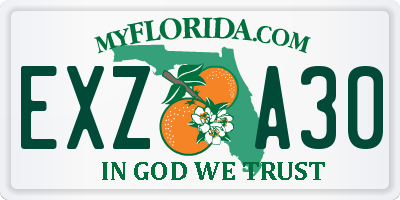 FL license plate EXZA30