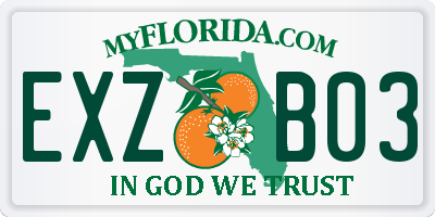 FL license plate EXZB03