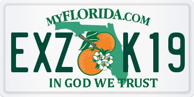 FL license plate EXZK19