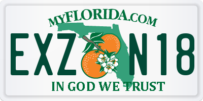 FL license plate EXZN18