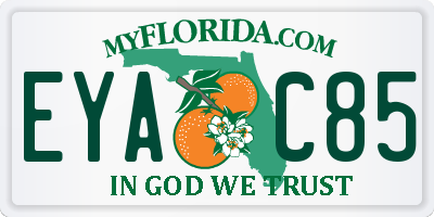 FL license plate EYAC85