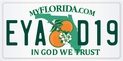 FL license plate EYAD19