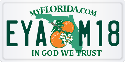 FL license plate EYAM18