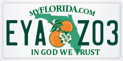 FL license plate EYAZ03
