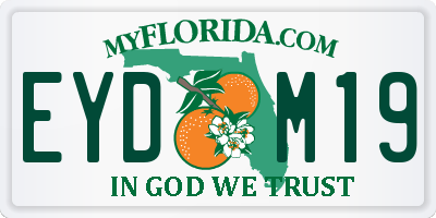 FL license plate EYDM19