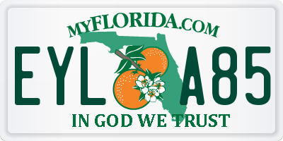 FL license plate EYLA85