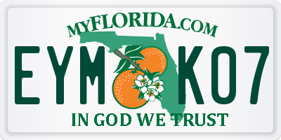 FL license plate EYMK07