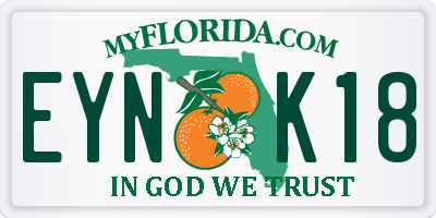 FL license plate EYNK18
