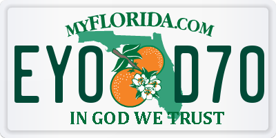 FL license plate EYOD70