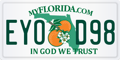 FL license plate EYOD98