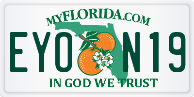 FL license plate EYON19