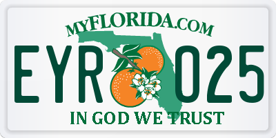 FL license plate EYRO25