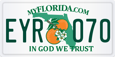 FL license plate EYRO70