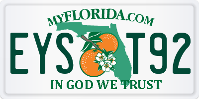 FL license plate EYST92