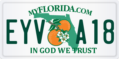 FL license plate EYVA18