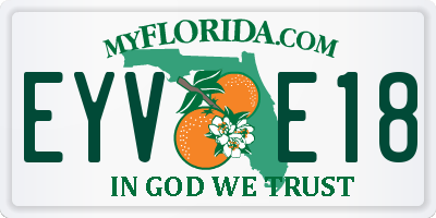 FL license plate EYVE18