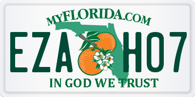 FL license plate EZAH07