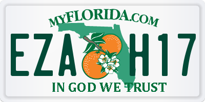 FL license plate EZAH17