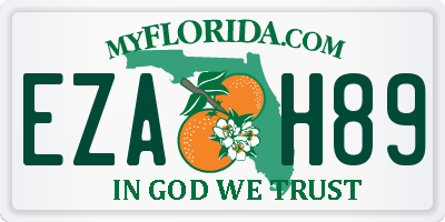 FL license plate EZAH89