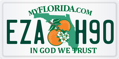 FL license plate EZAH90