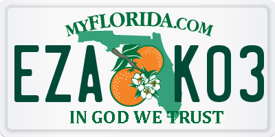 FL license plate EZAK03