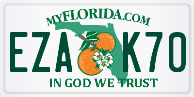 FL license plate EZAK70