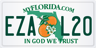 FL license plate EZAL20