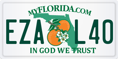 FL license plate EZAL40