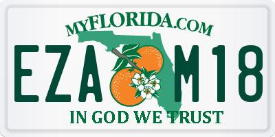 FL license plate EZAM18