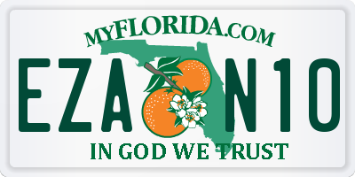 FL license plate EZAN10