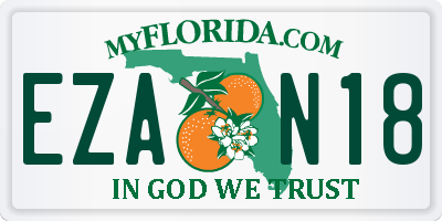 FL license plate EZAN18