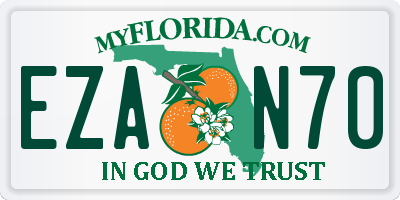 FL license plate EZAN70