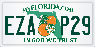 FL license plate EZAP29
