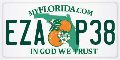 FL license plate EZAP38