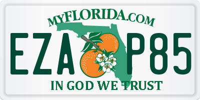 FL license plate EZAP85