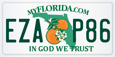 FL license plate EZAP86