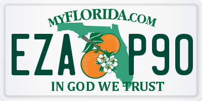 FL license plate EZAP90