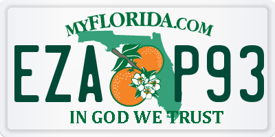 FL license plate EZAP93