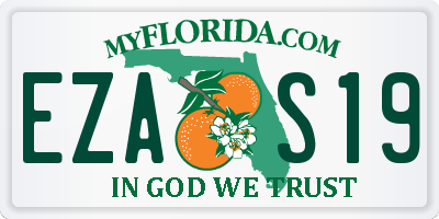 FL license plate EZAS19