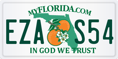 FL license plate EZAS54