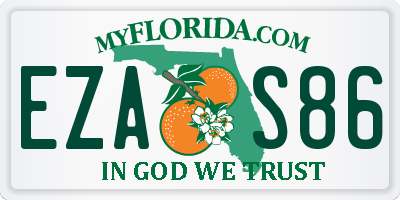 FL license plate EZAS86
